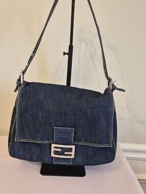 Fendi Vintage Denim Mamma Baguette Shoulder Bag